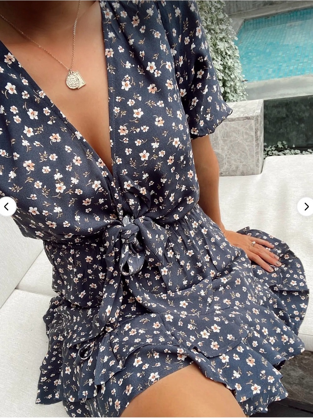 Kitri Tie-Front Navy Floral Mini Dress